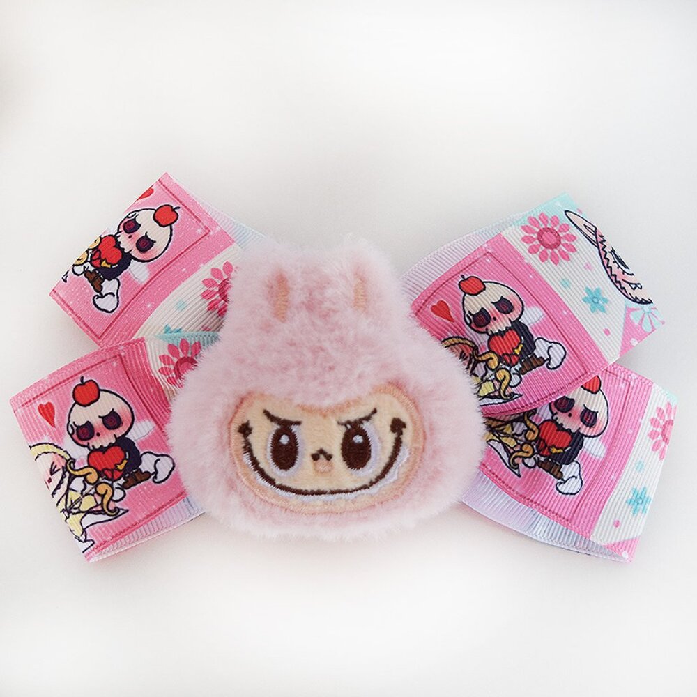 Pink LABUBU Hair Clip with Bow